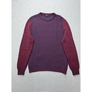 Bugatchi Sweater‎ Mens M Burgundy Chevron Knit Merino Wool Cashmere Italy Y2K